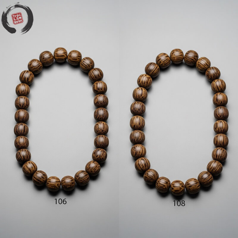 ý nghĩa đeo vòng trầm 106 hạt với vòng trầm 108 hạt